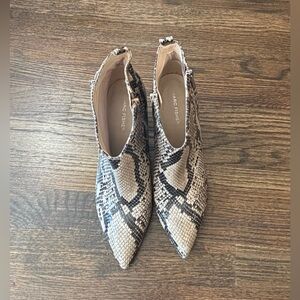 Marc Fisher Beige and Black Snake Print Booties